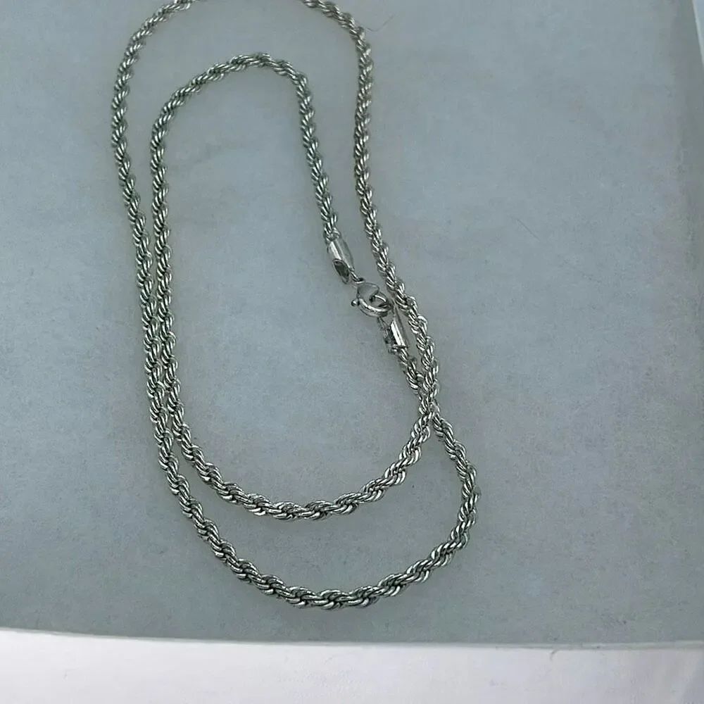 Vintage silver-tone rope chain 24” end to end .